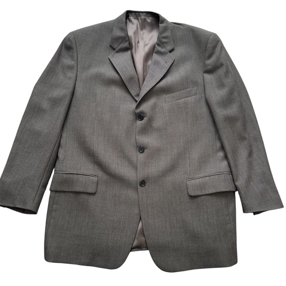 Joseph Abboud Taupe Brown and Black Lightweight Tweed Wool Men's Blazer - Picture 2 of 13